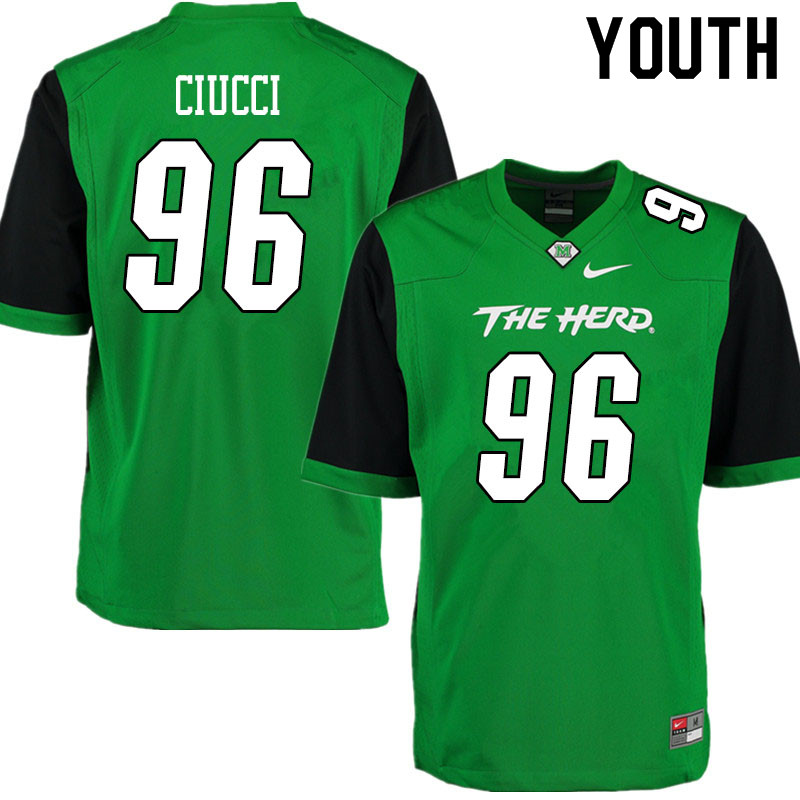 Youth #96 Shane Ciucci Marshall Thundering Herd College Football Jerseys Sale-Gren - Click Image to Close